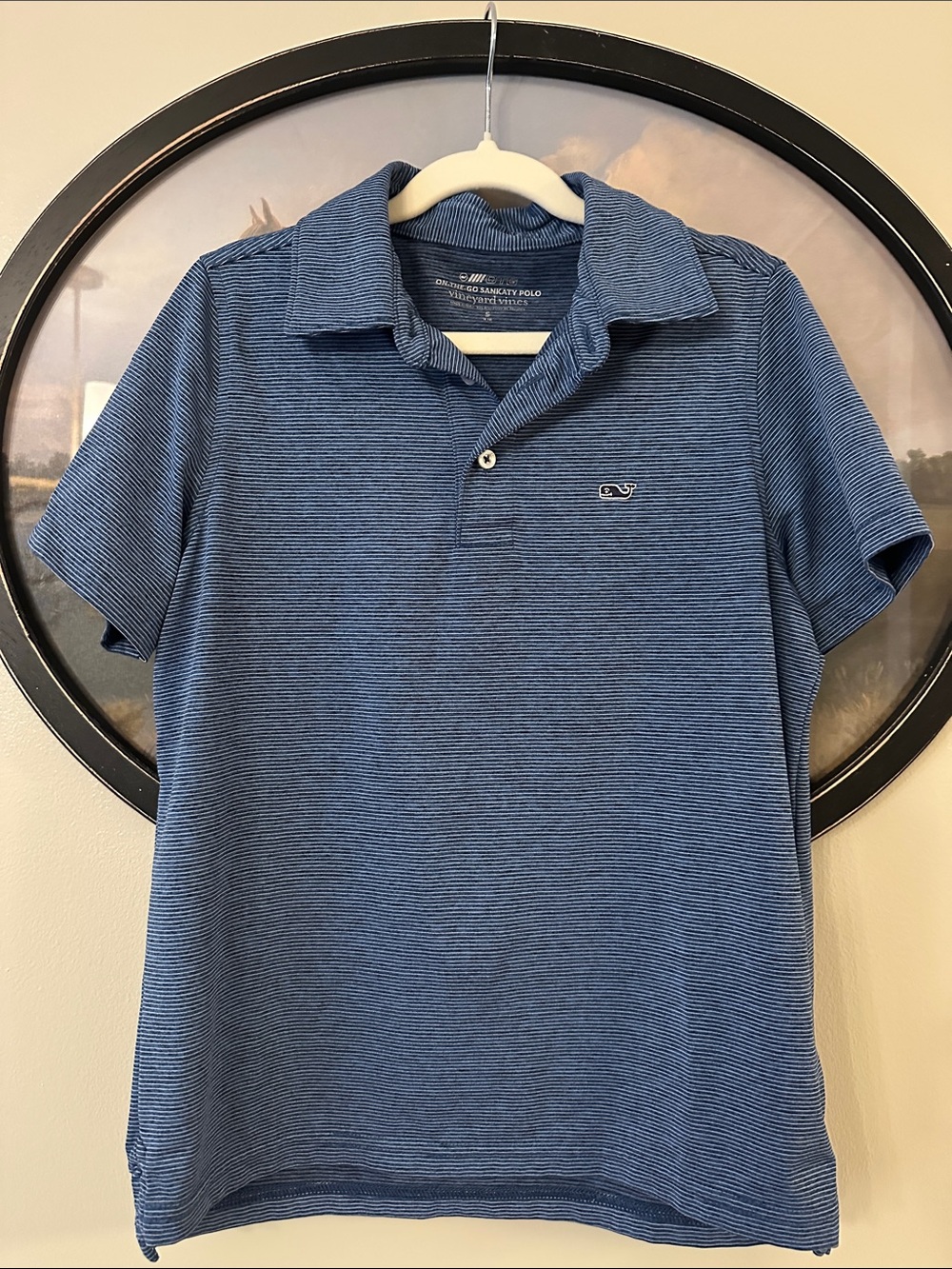 Vineyard Vines Kids Blue Micro-Stripe Polo